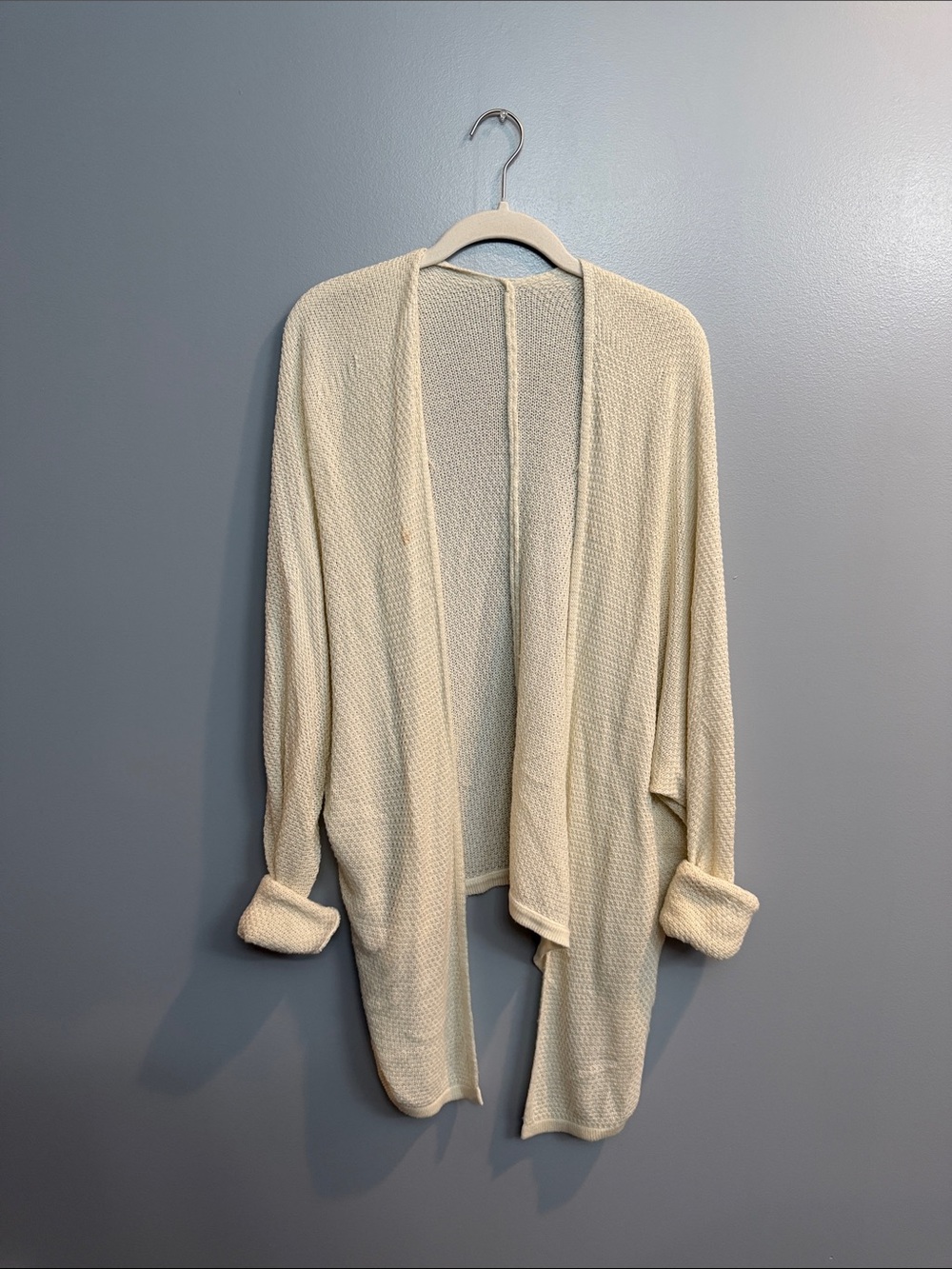 Women’s Cream Open-Front Knit Cardigan Sweater